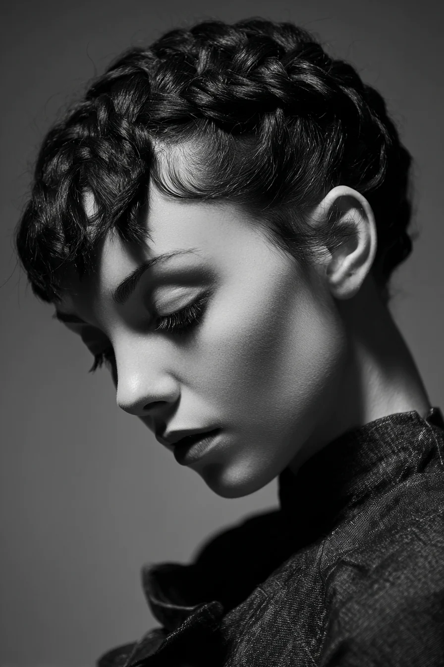 Crown Braided Fringe for Short Hair — Halo Braid with Textured Finish