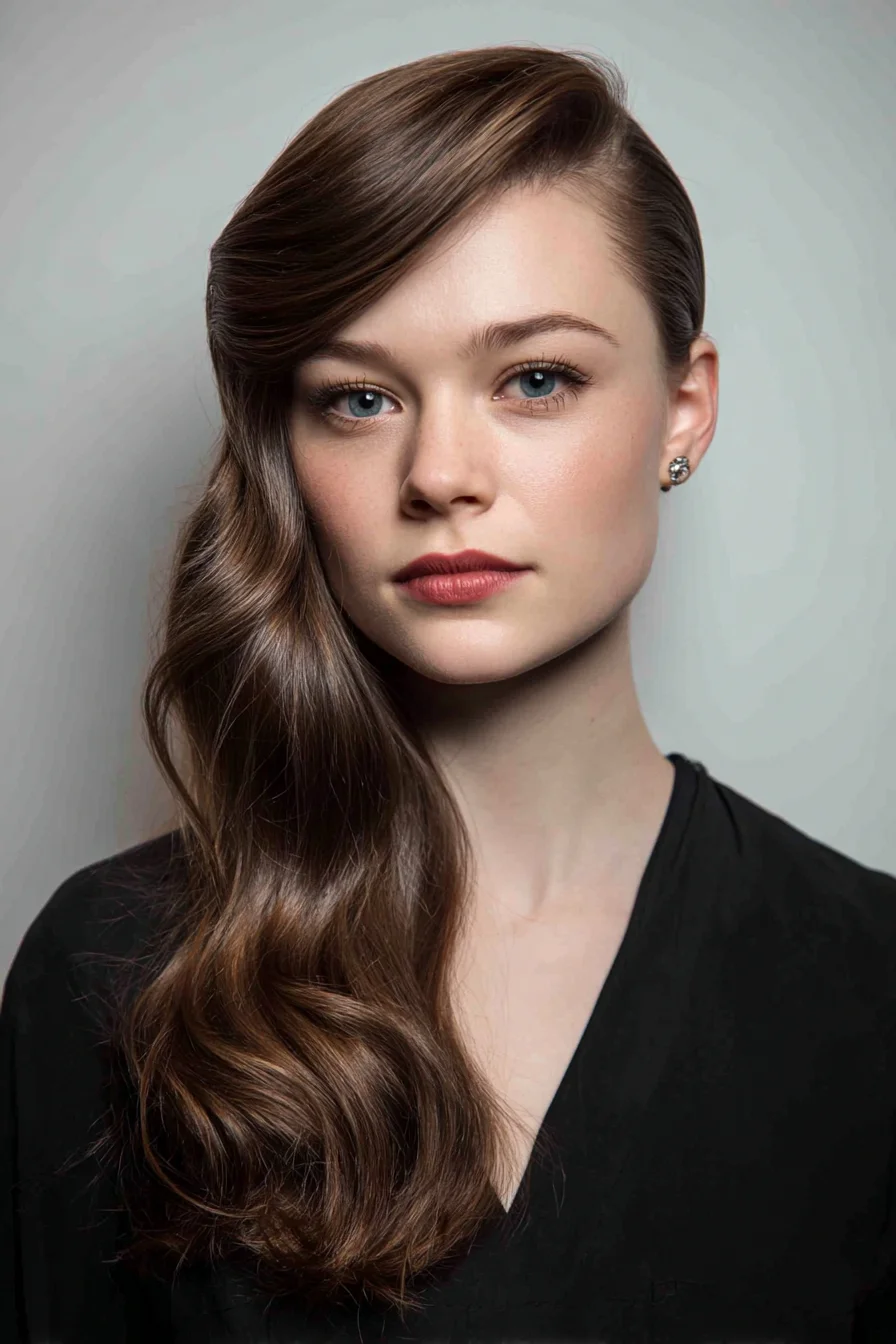 Deep Side-Part Hollywood Waves — Side-Swept Glamour for Long Hair