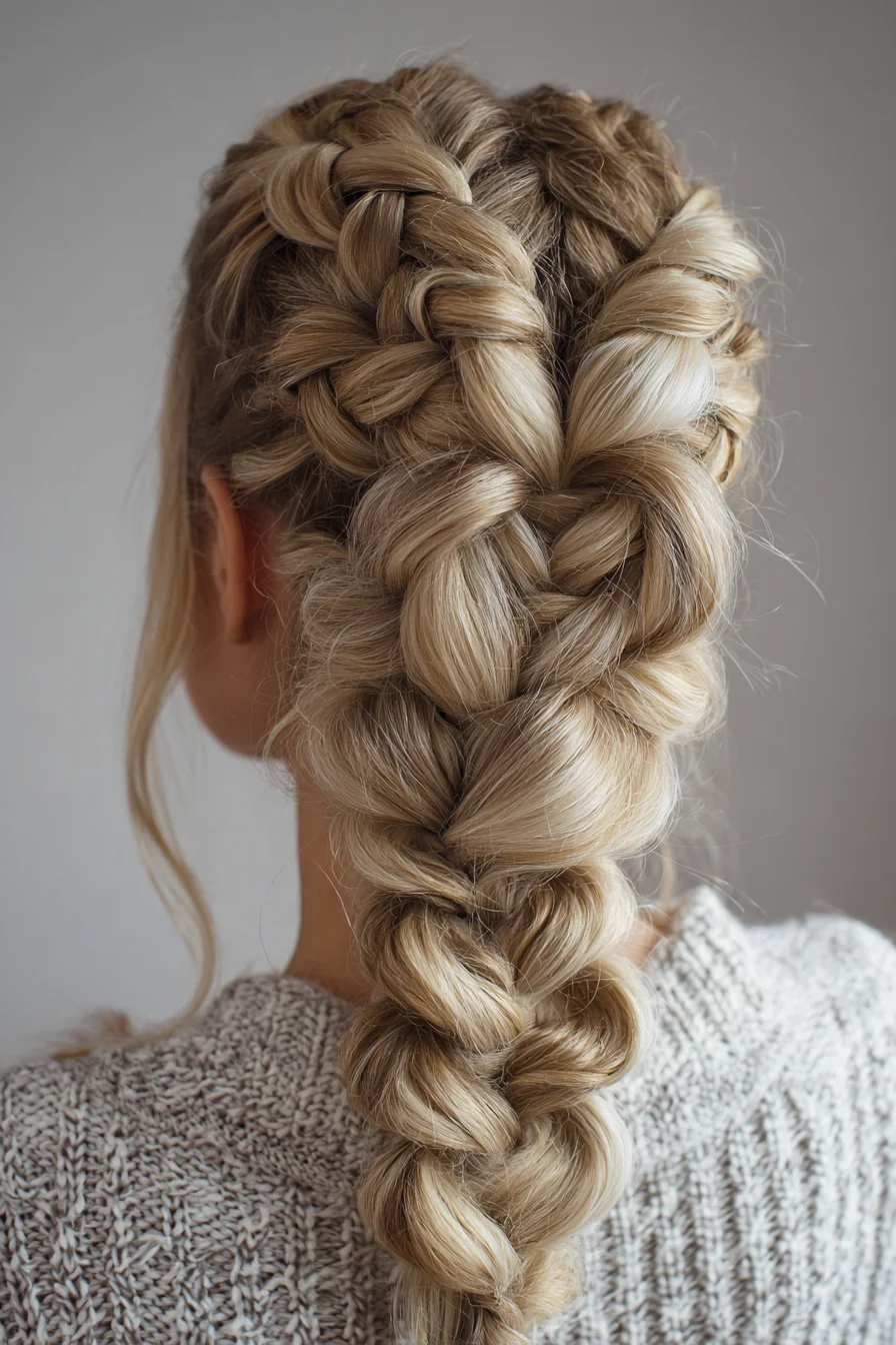 Double Dutch Braids Merged into a Chunky Pancake Braid