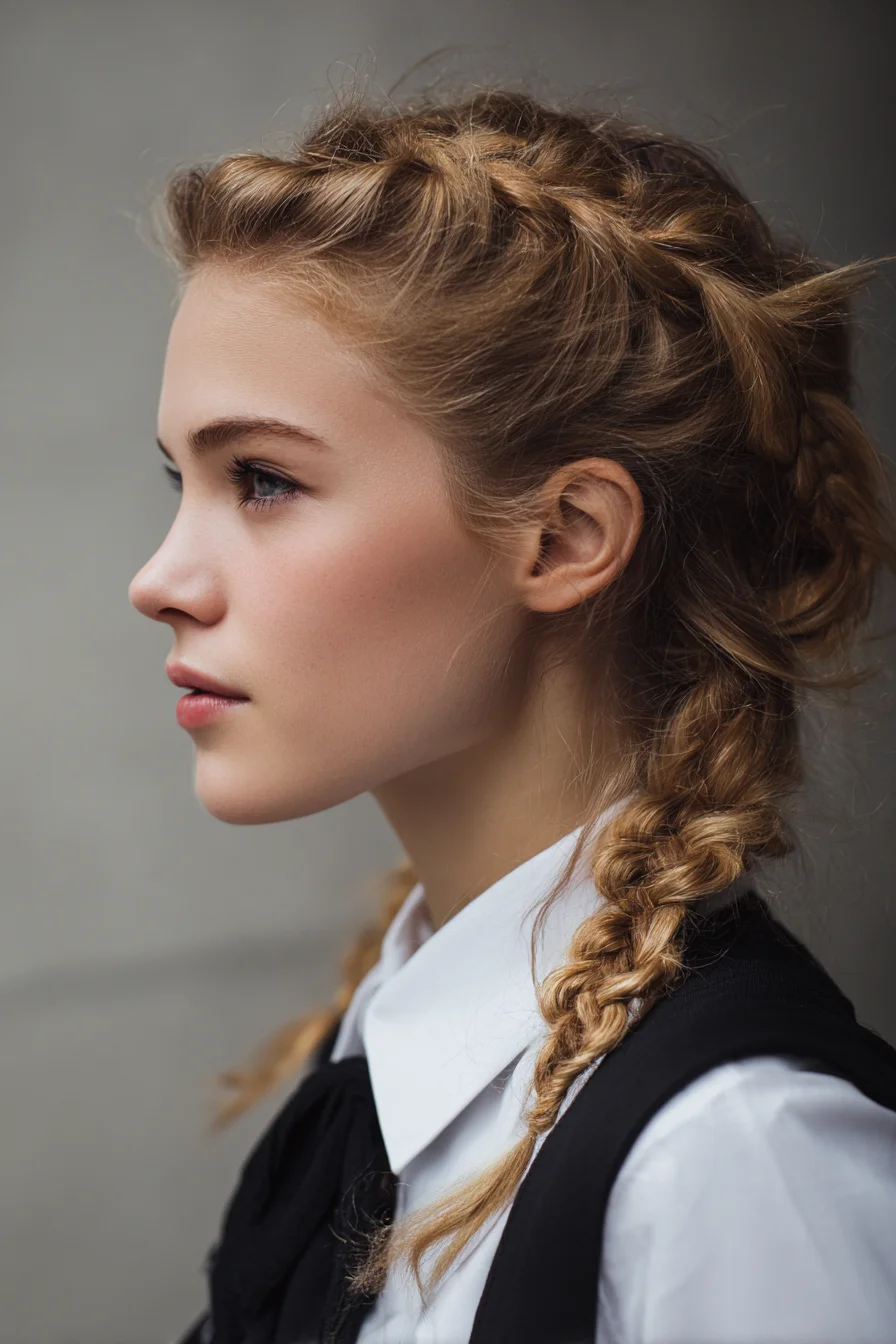 Double Dutch Braids with Textured, Pancaked Finish