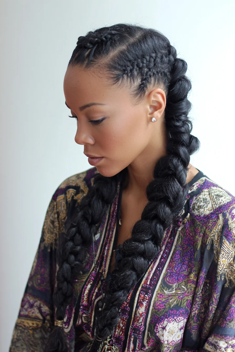 Double Dutch Cornrows Into Chunky Two-Strand Braids