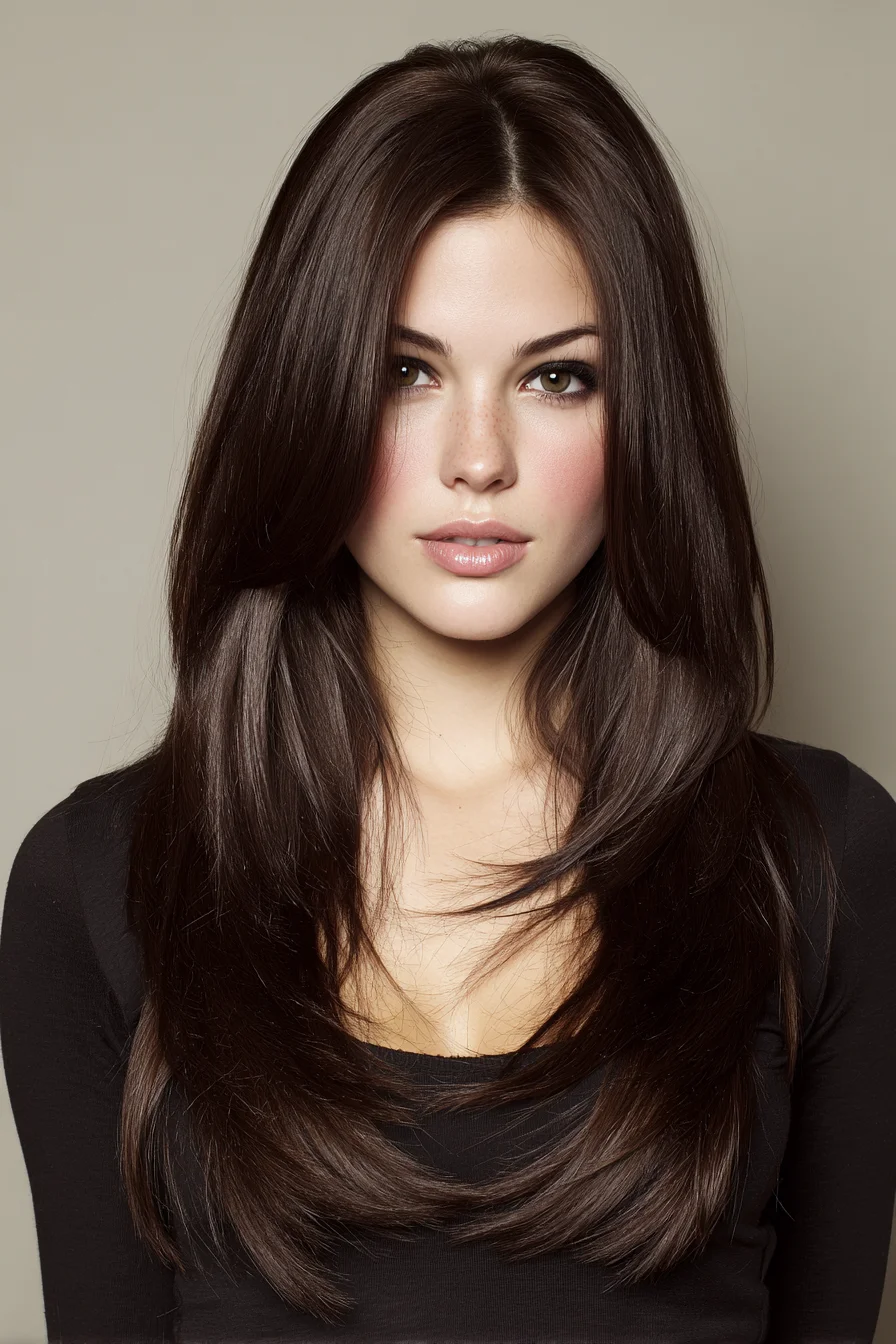 Long Layered Cut with Soft Face‑Framing and Sleek Blowout
