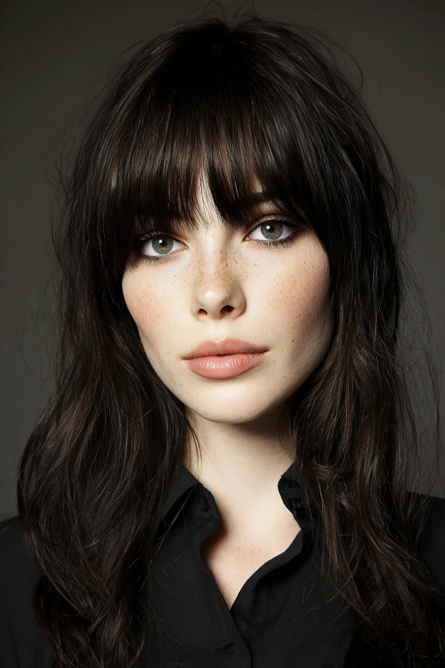 Long Layered Shag with Curtain Bangs — Textured Waves & Natural Movement
