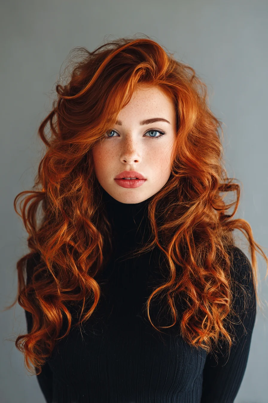 Long Layered Voluminous Red Waves with Side‑Swept Fringe