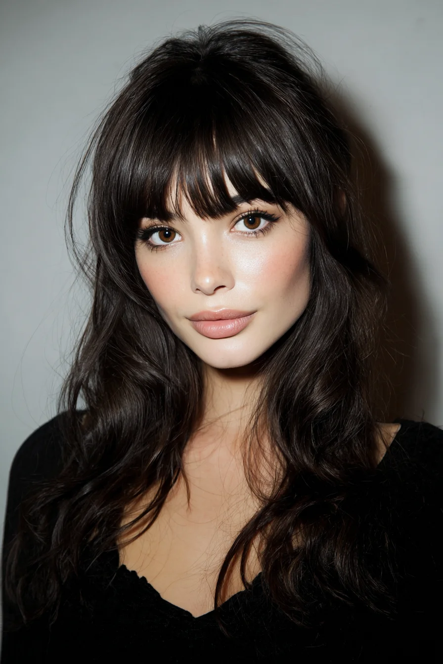 Long Layered Waves with Soft Wispy Fringe