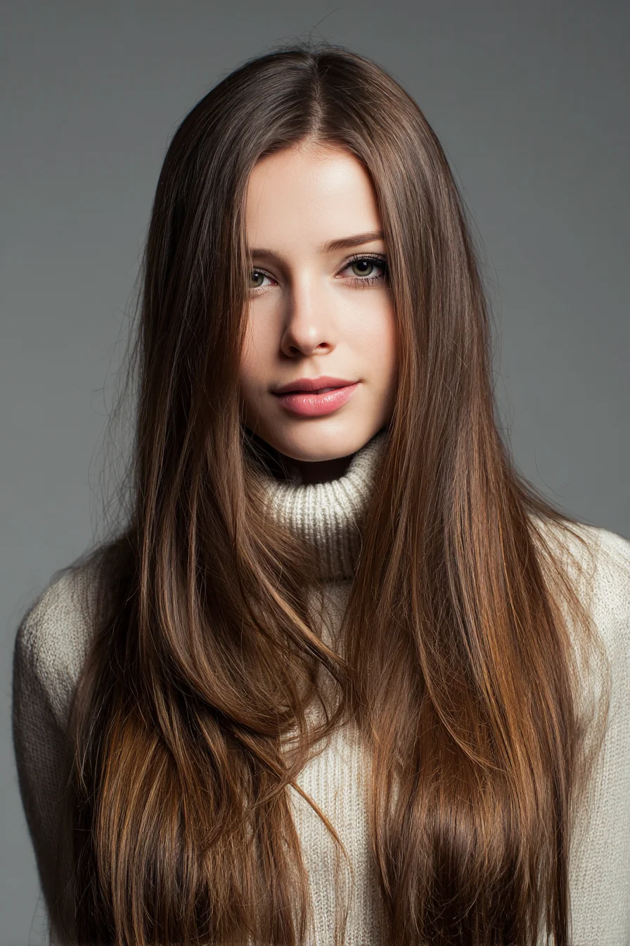 Long Sleek Center-Part with Soft Face-Framing Layers