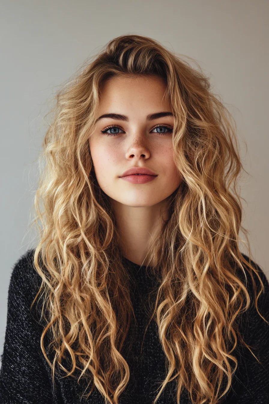 Long Textured Beach Waves with Face‑Framing Layers