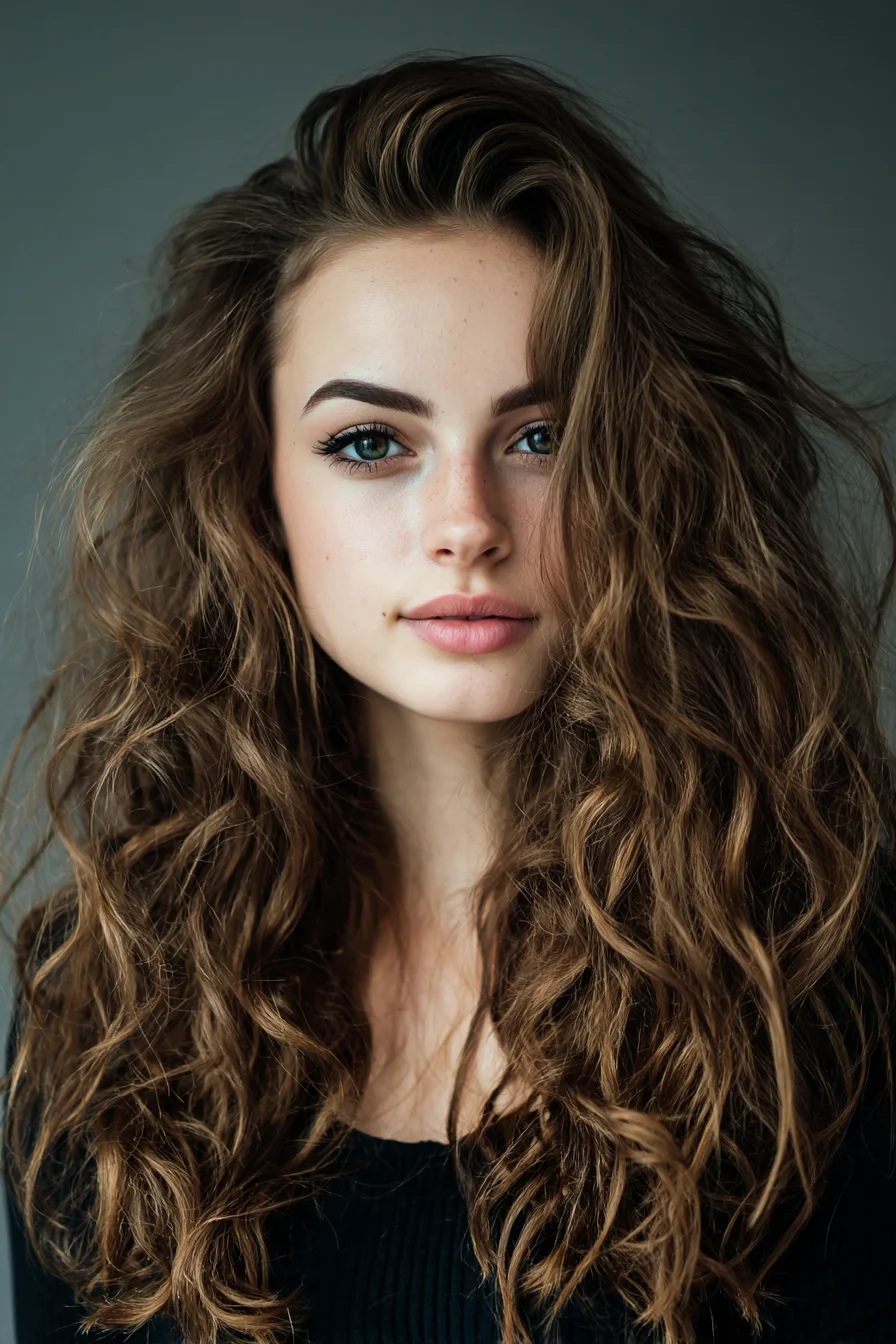 Long Textured Waves with Face‑Framing Layers — Voluminous Natural Wave Style