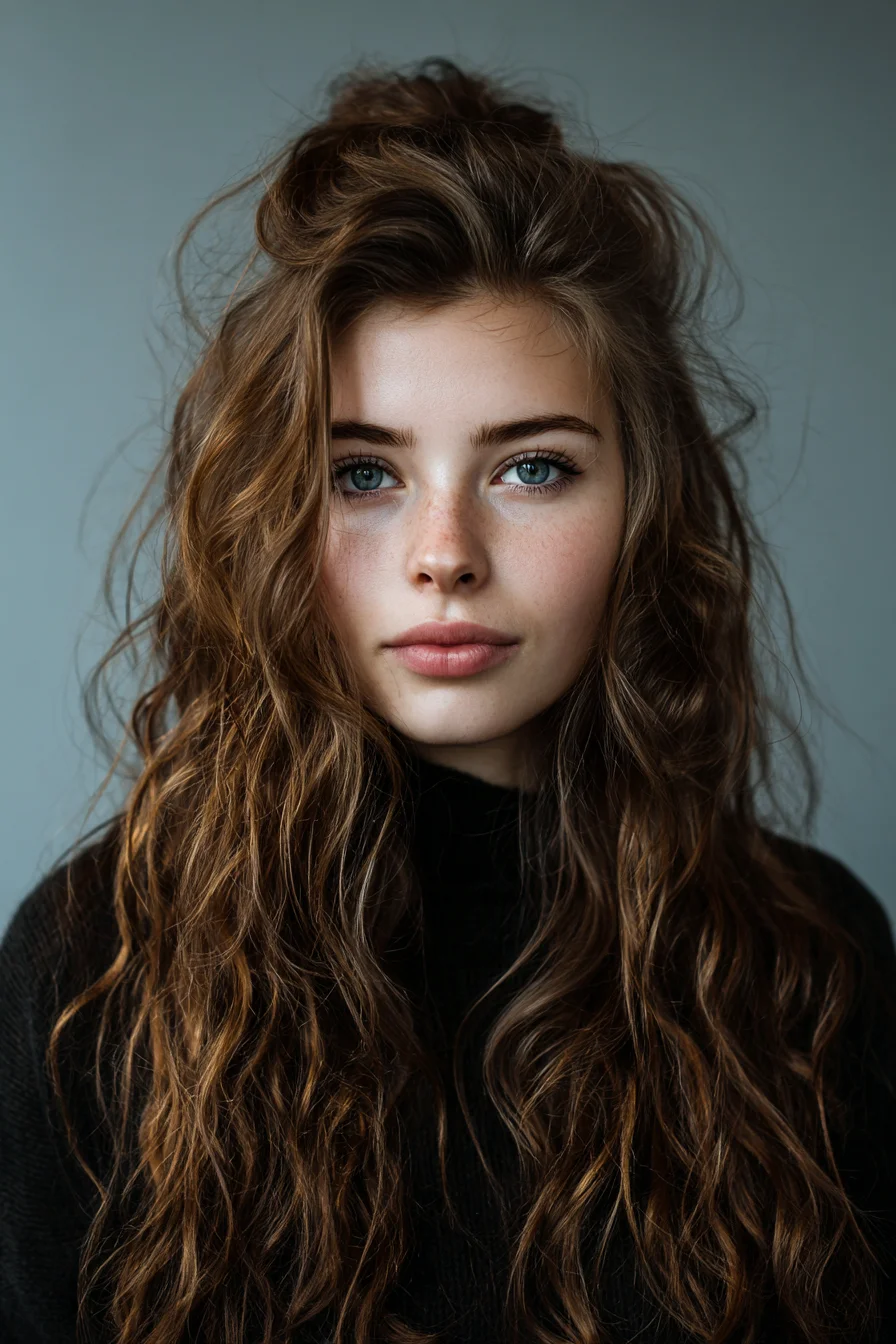 Long Tousled Beach Waves with Soft Root Lift
