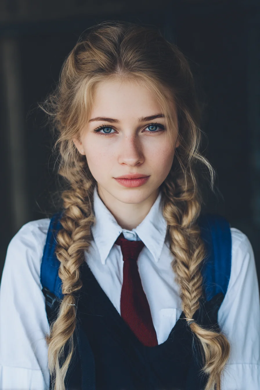 Loose Fishtail Twin Braids with Face‑Framing Wisps