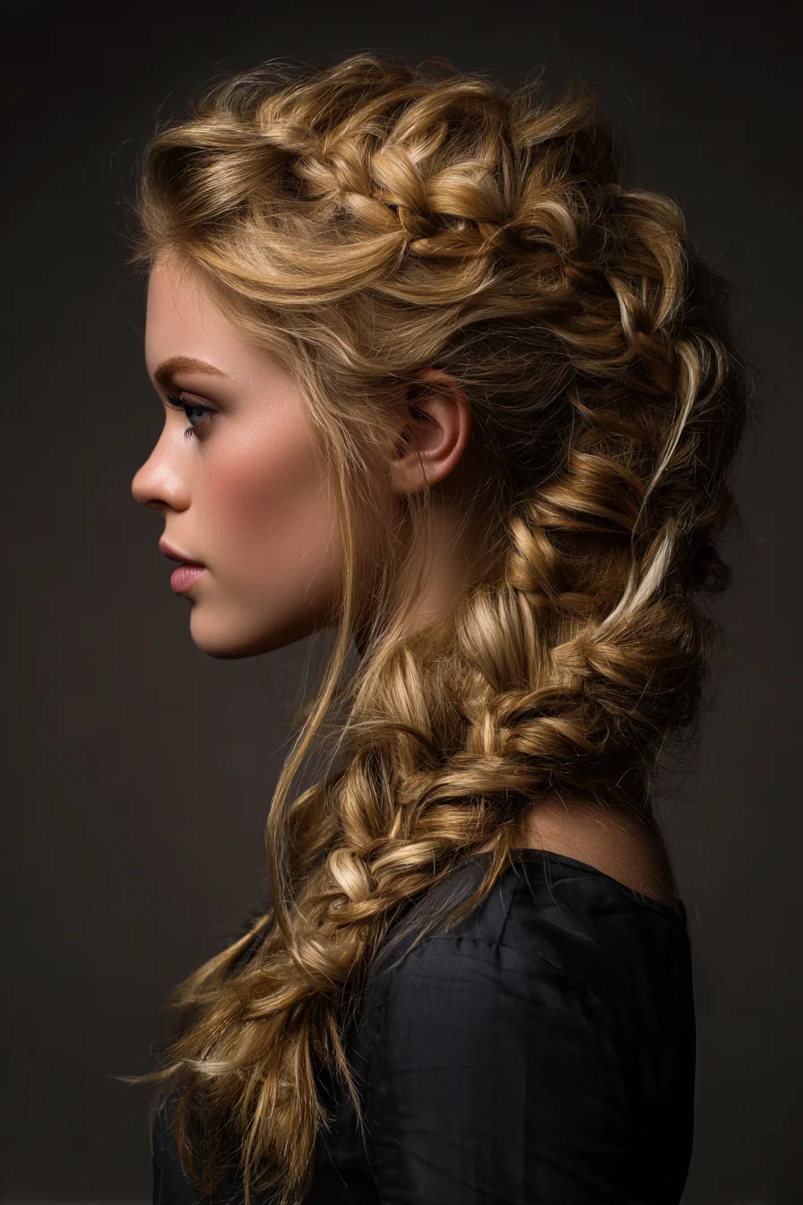 Loose Textured Dutch-to-Fishtail Side Braid