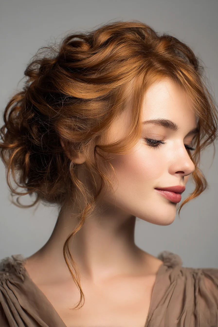Loose Textured Romantic Updo with Face‑Framing Curls