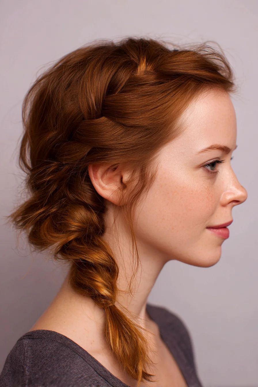 Loose Textured Side Braid with Soft Face‑Framing Pieces