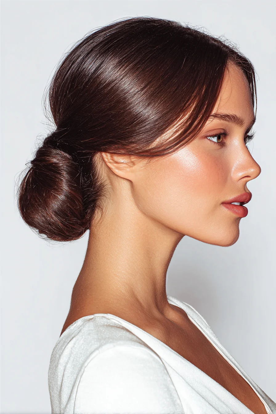 Low Sleek Twisted Chignon Bun — Elegant Updo for Medium to Thick Hair