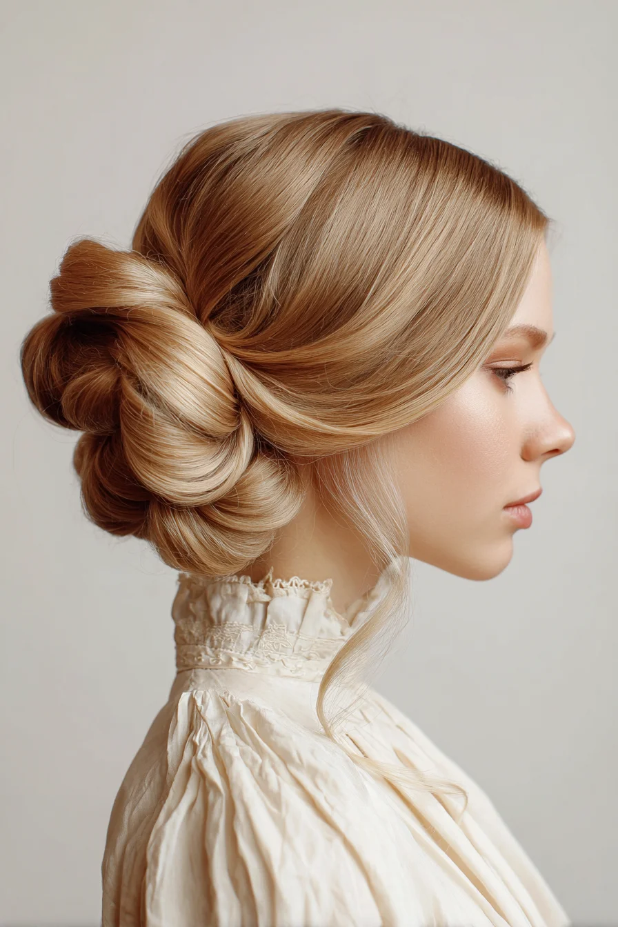 Low Twisted Chignon Updo for Medium-to-Long Fine or Wavy Hair