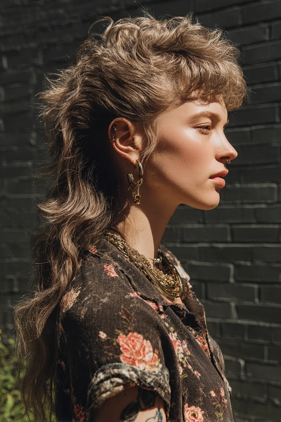 Modern Textured Mullet with Tousled Fringe