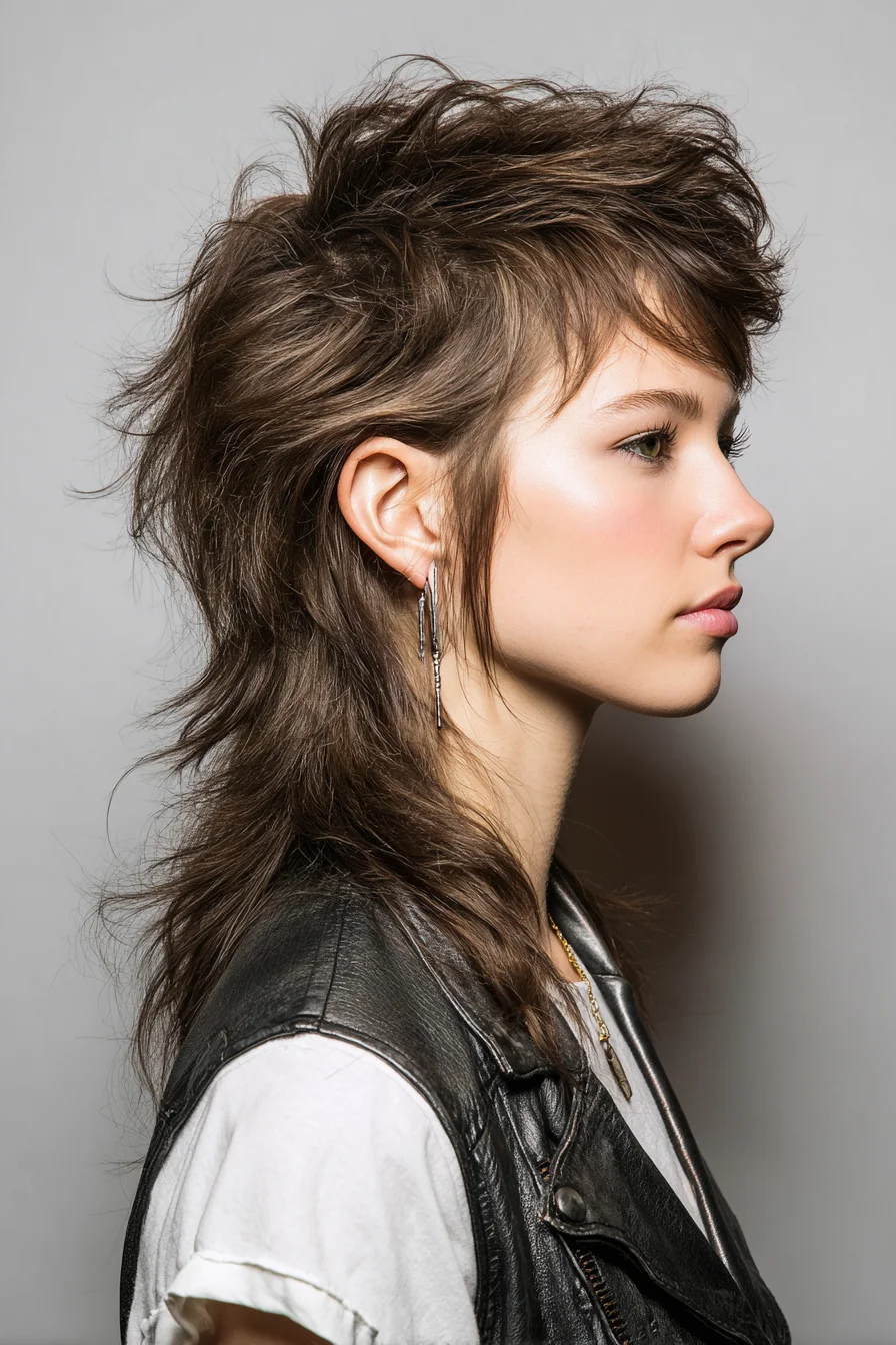 Modern Textured Shag Mullet with Choppy Layers and Feathered Fringe