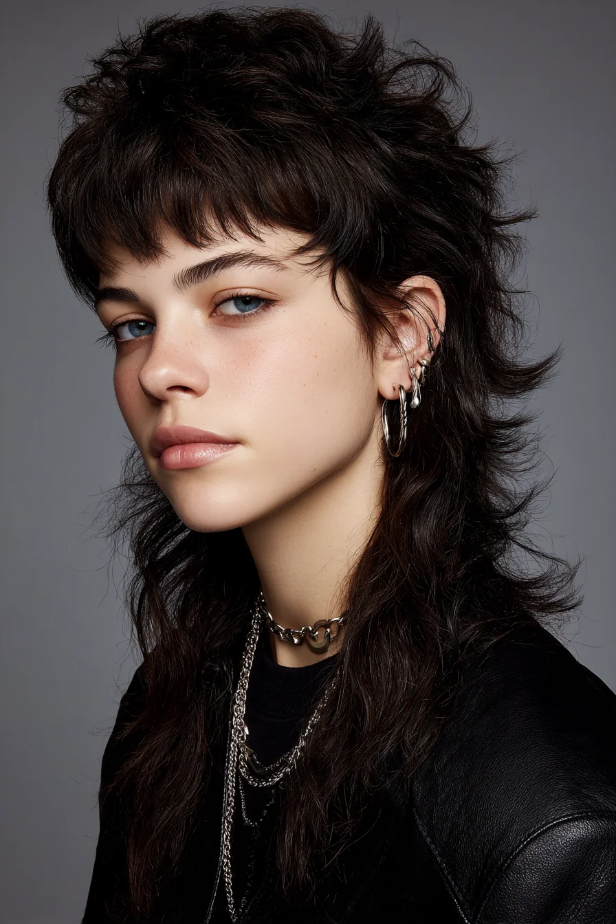 Modern Textured Shag-Mullet with Wispy Micro Bangs