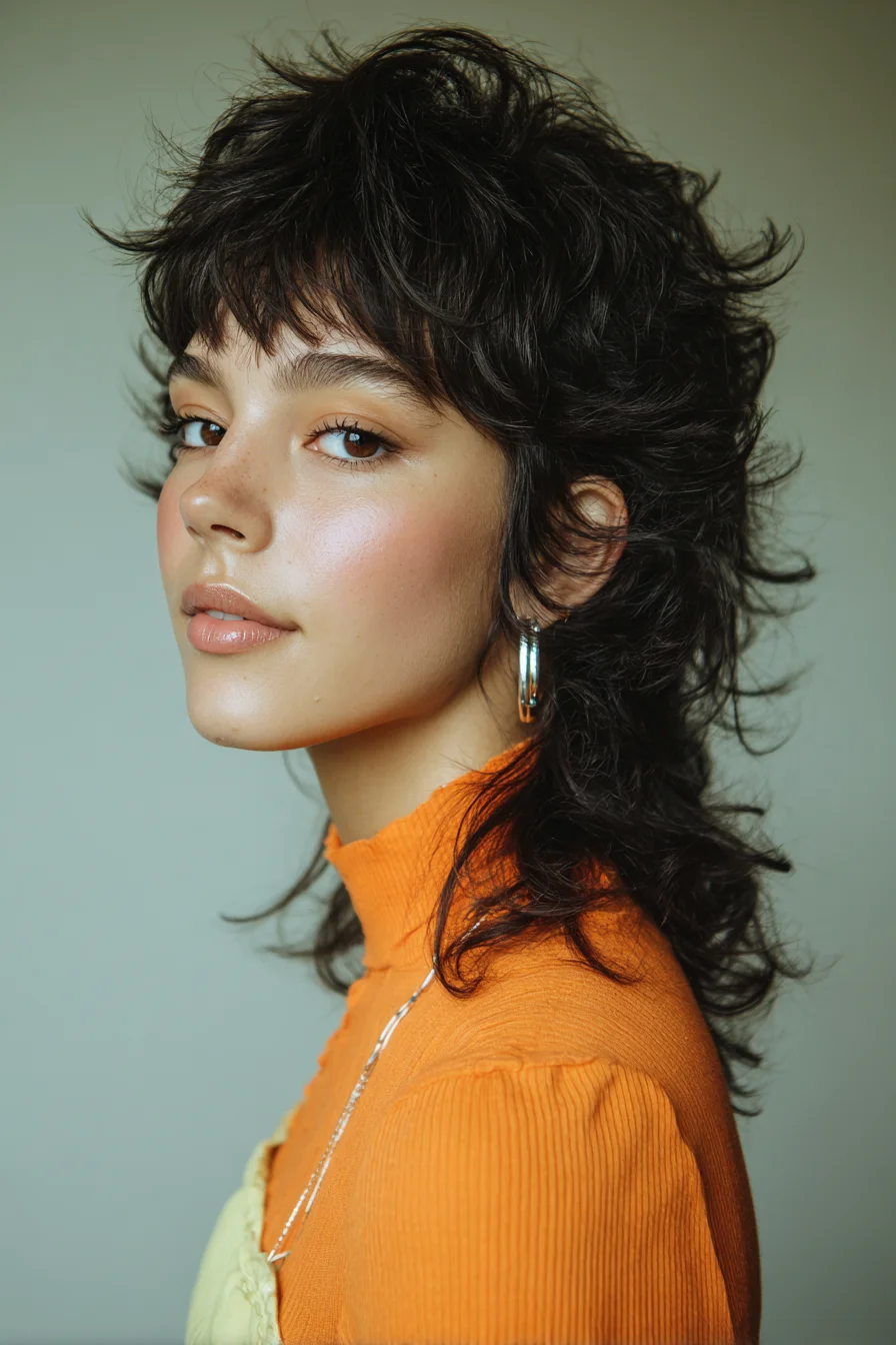 Modern Textured Shag Mullet with Wispy Micro Bangs
