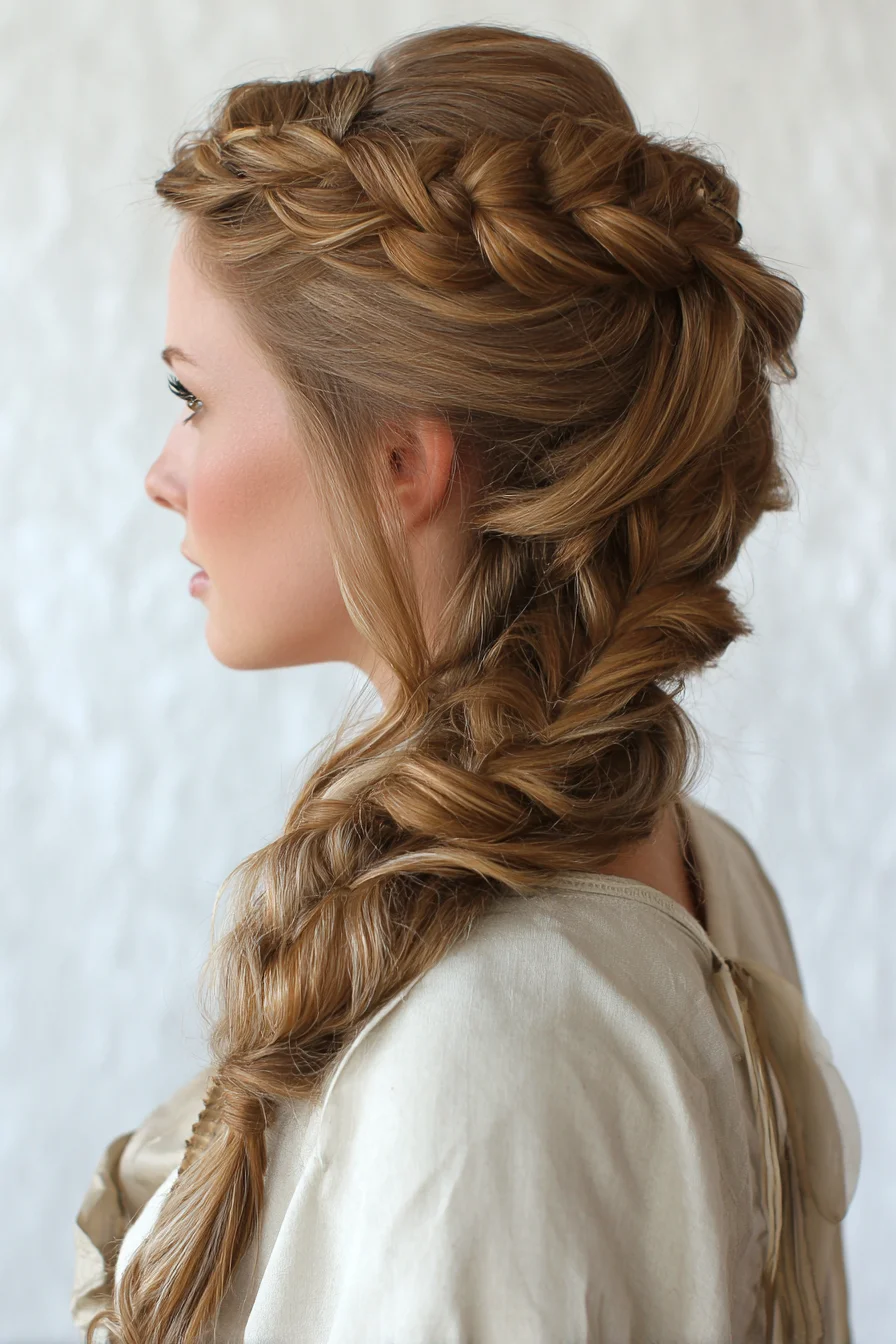 Romantic Crown-to-Side Textured Braid — Loose Dutch with Pulled-Apart Finish