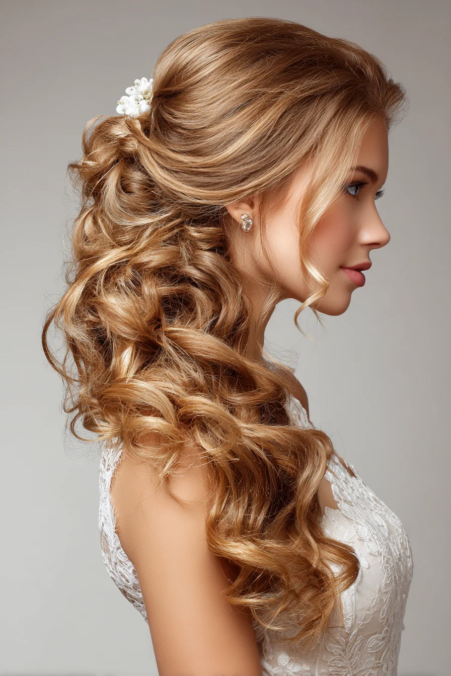 Romantic Half-Up Voluminous Curls — Bridal & Formal Hairstyle
