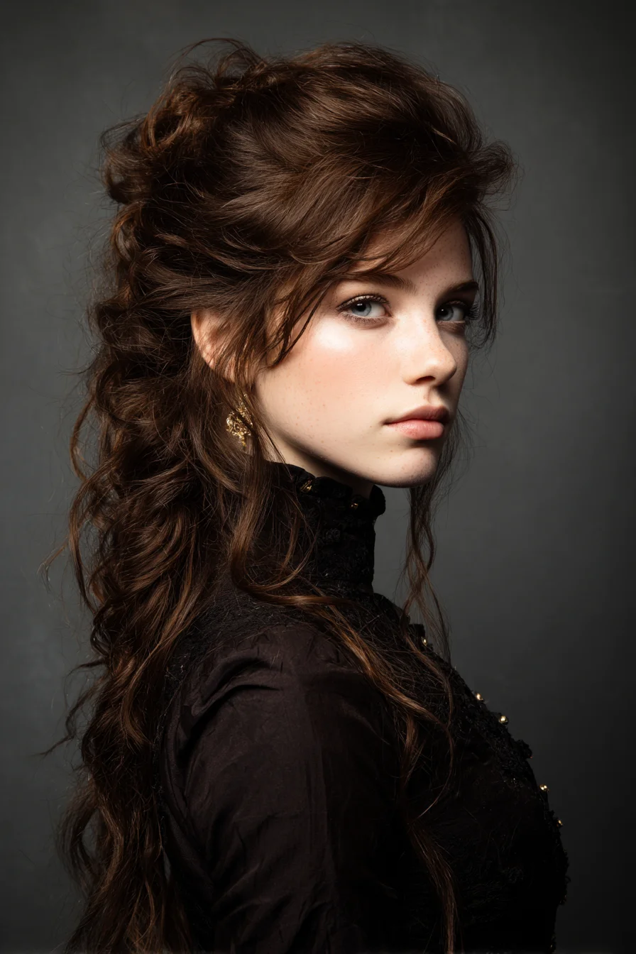 Romantic Textured Half-Up with Voluminous Waves and Face‑Framing Layers