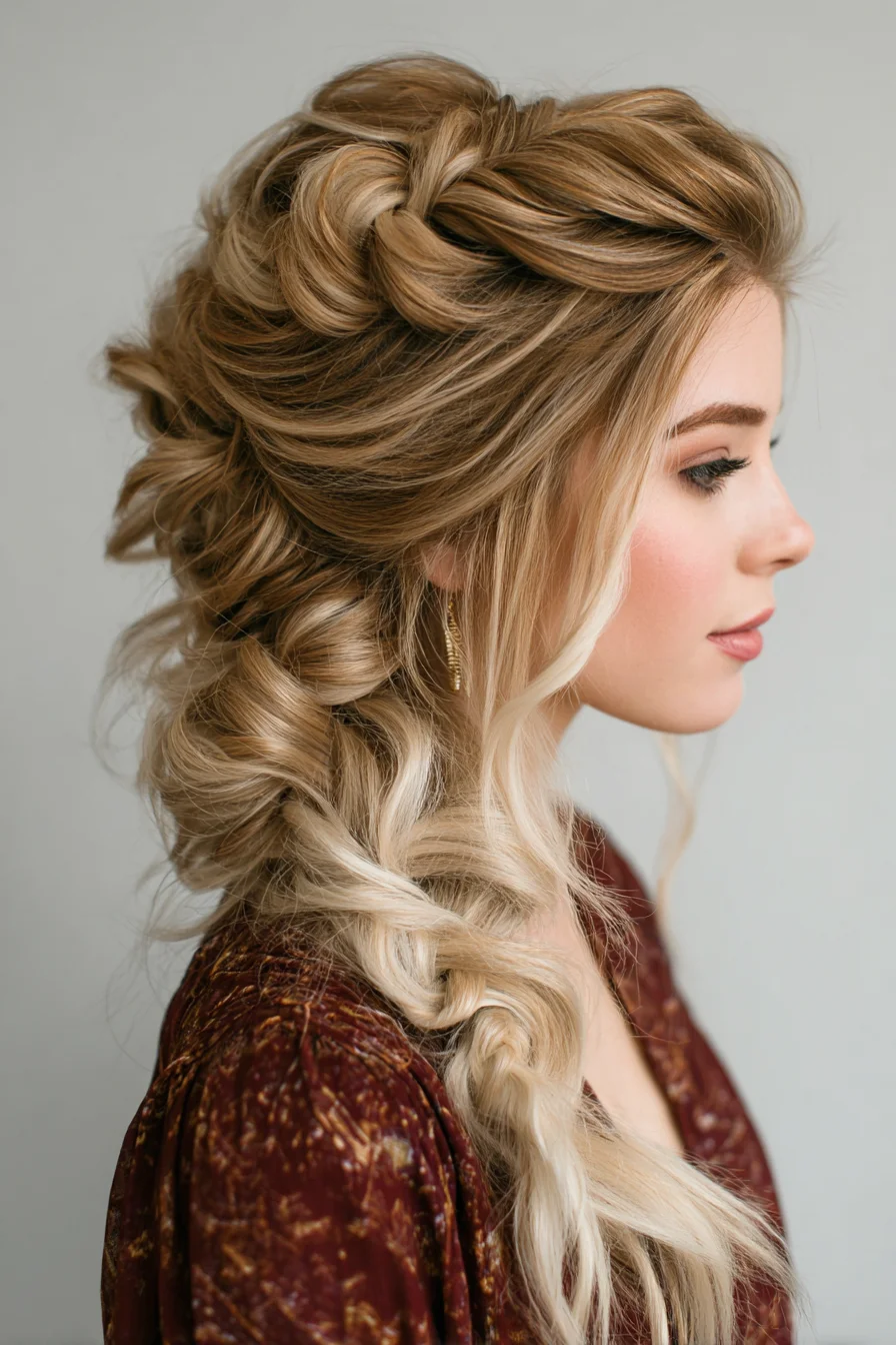 Romantic Textured Voluminous Side Braid