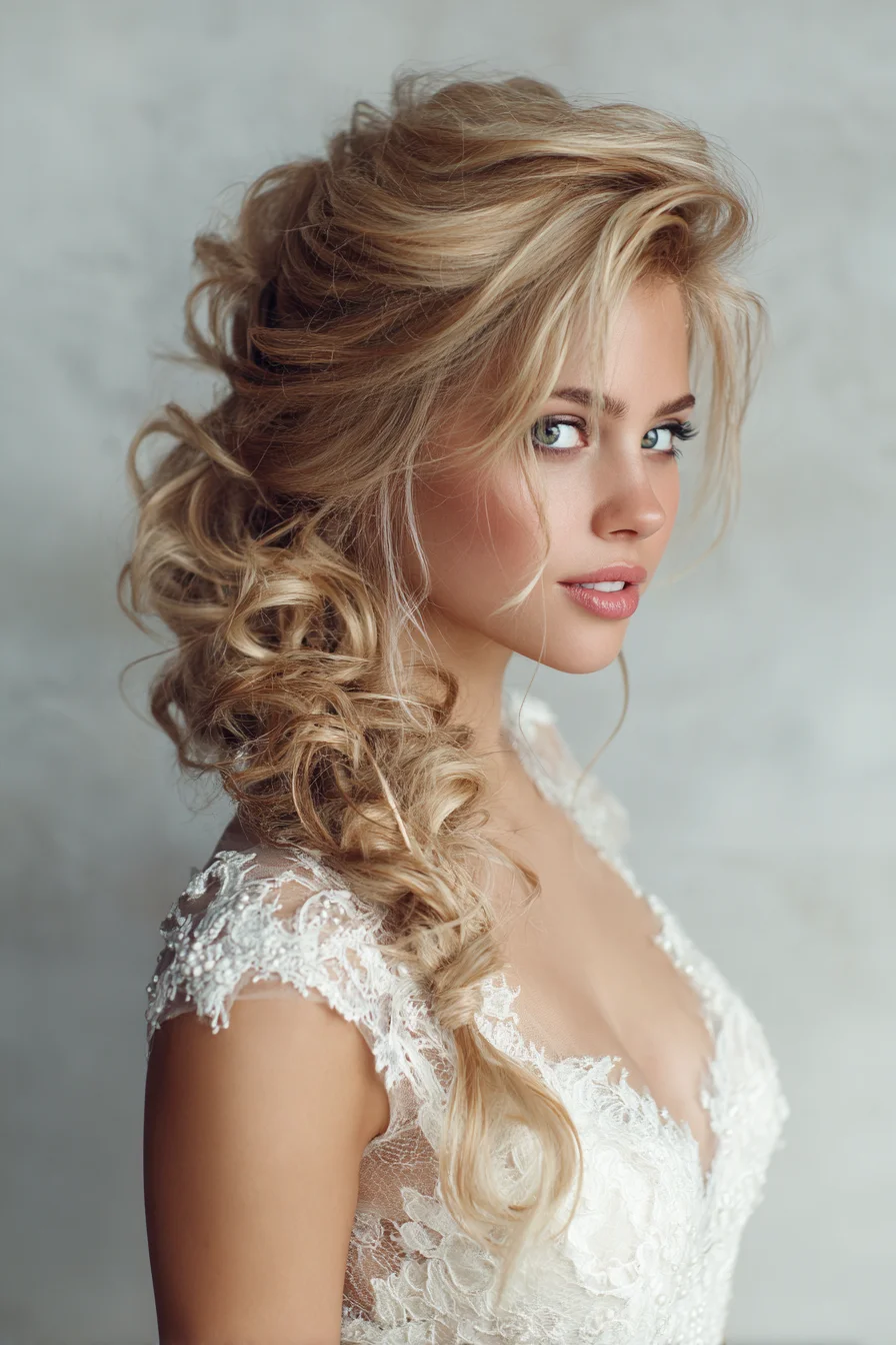 Romantic Tousled Side Braid with Face-Framing Layers