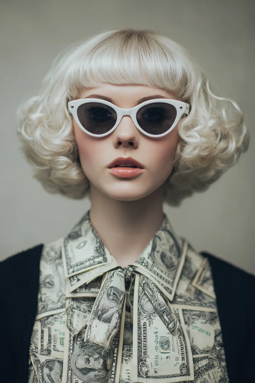 Short Curly Bob with Micro Bangs — Vintage Platinum Styling