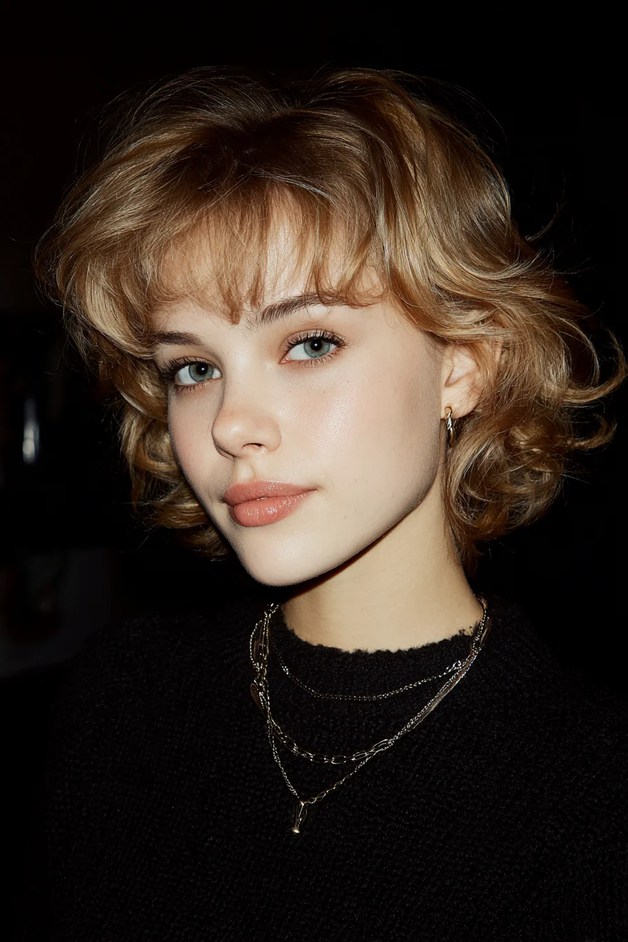 Short Layered Shag with Face‑Framing Curtain Bangs and Soft Flicked Ends