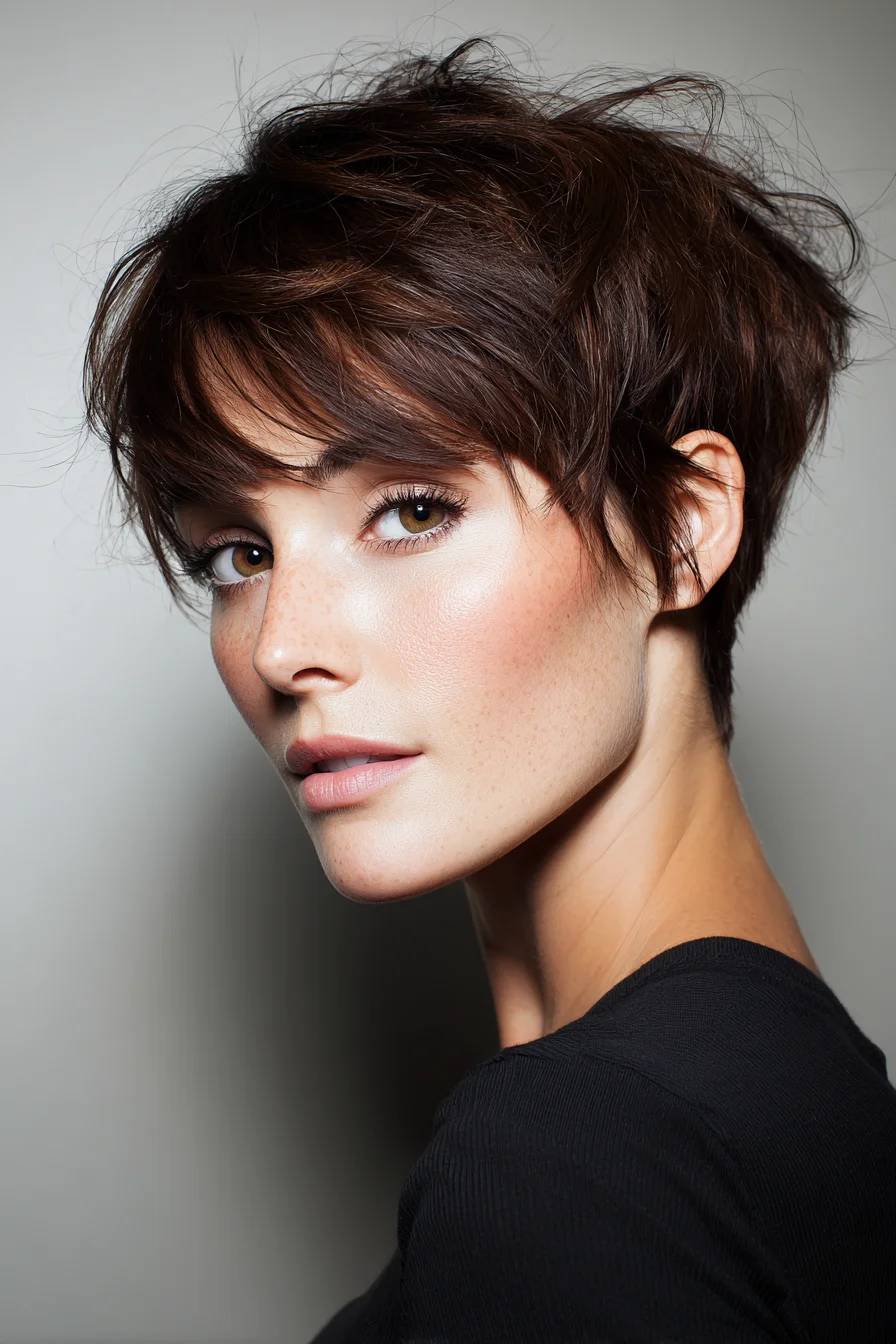 Short Textured Pixie with Wispy Fringe — Tousled Layered Crop