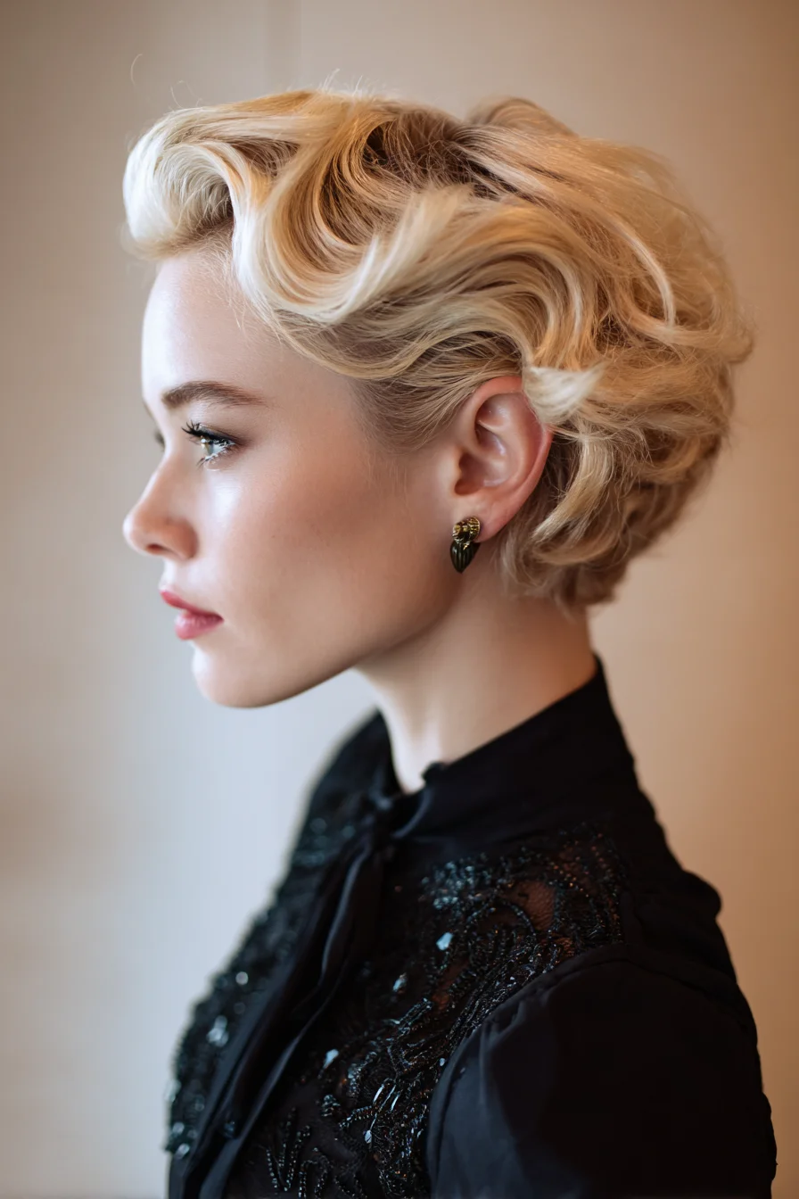 Short Vintage Finger Waves — Soft Blonde Pixie Styling