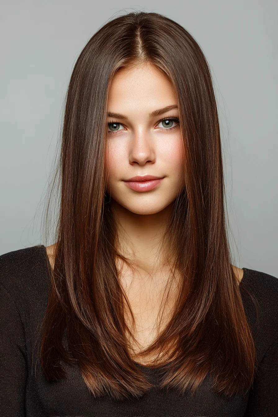 Sleek Center-Parted Long Layered Cut