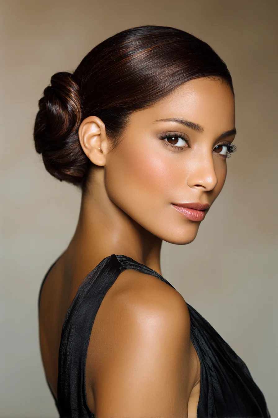 Sleek Low Chignon Bun — Smooth Twisted Nape Updo