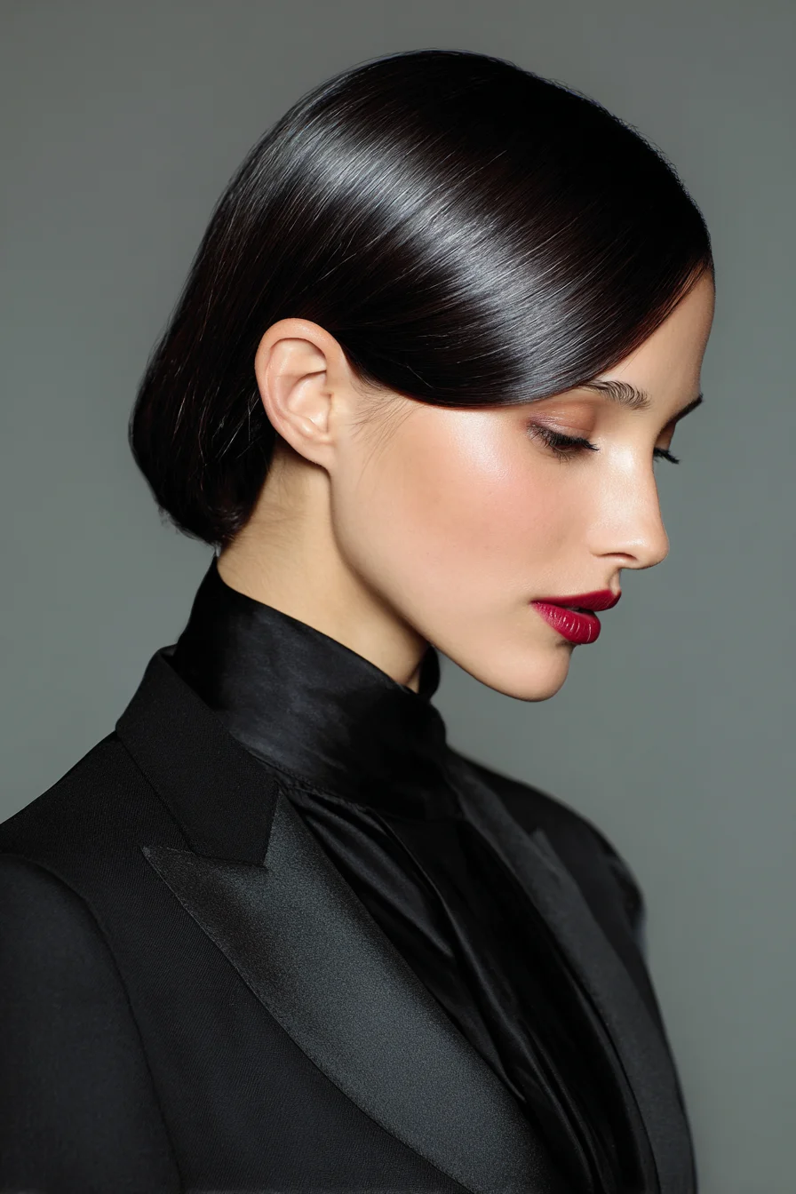 Sleek Low Chignon with Deep Side Part — Polished Salon Updo
