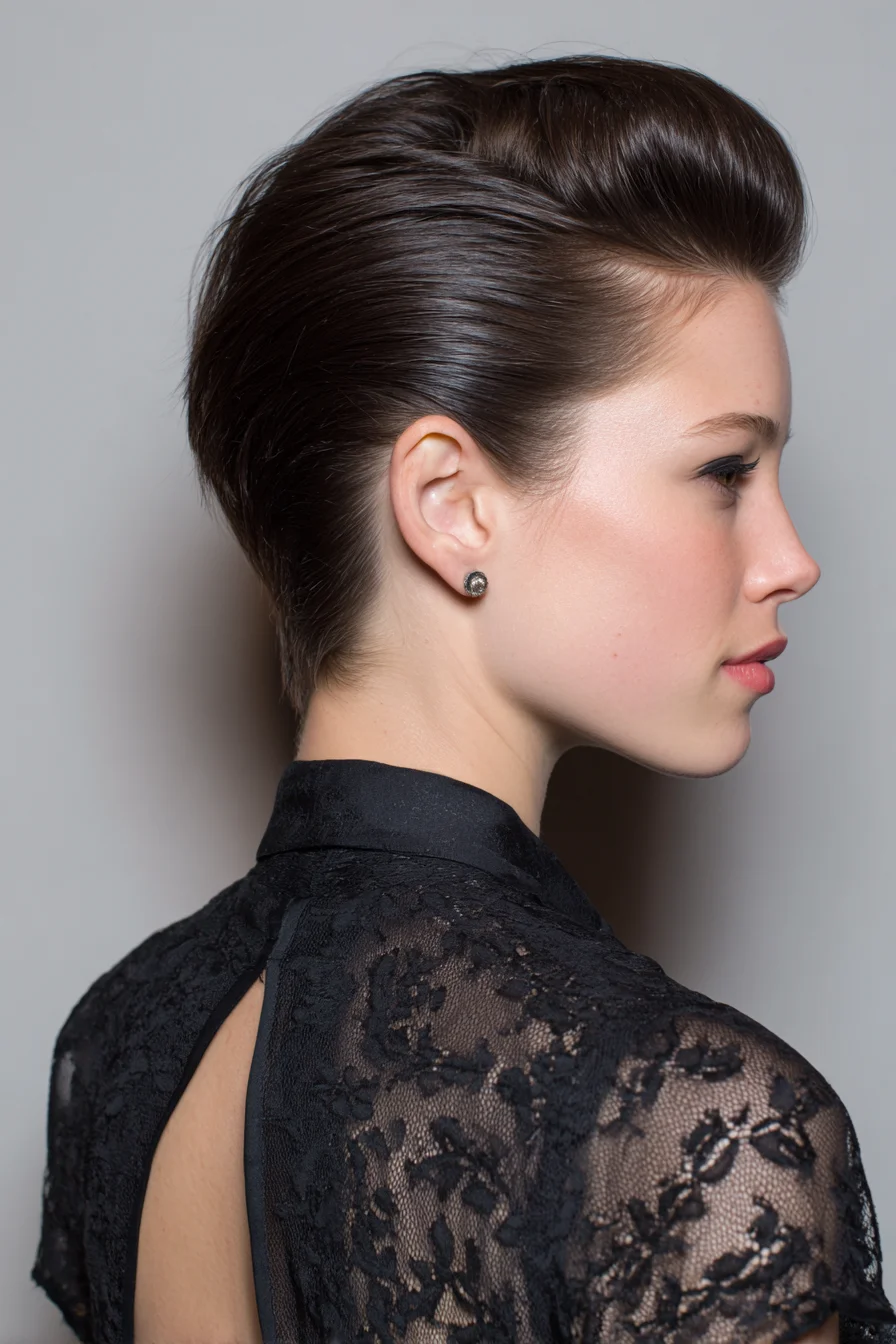 Sleek Short Pompadour with Tapered Nape and Brushed-Back Crown