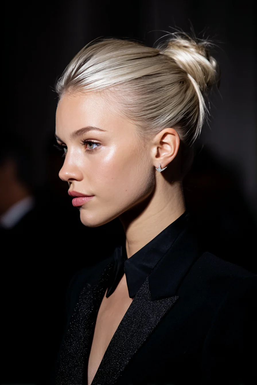 Sleek Slicked-Back Top Knot — Polished High Bun for Fine to Medium Hair