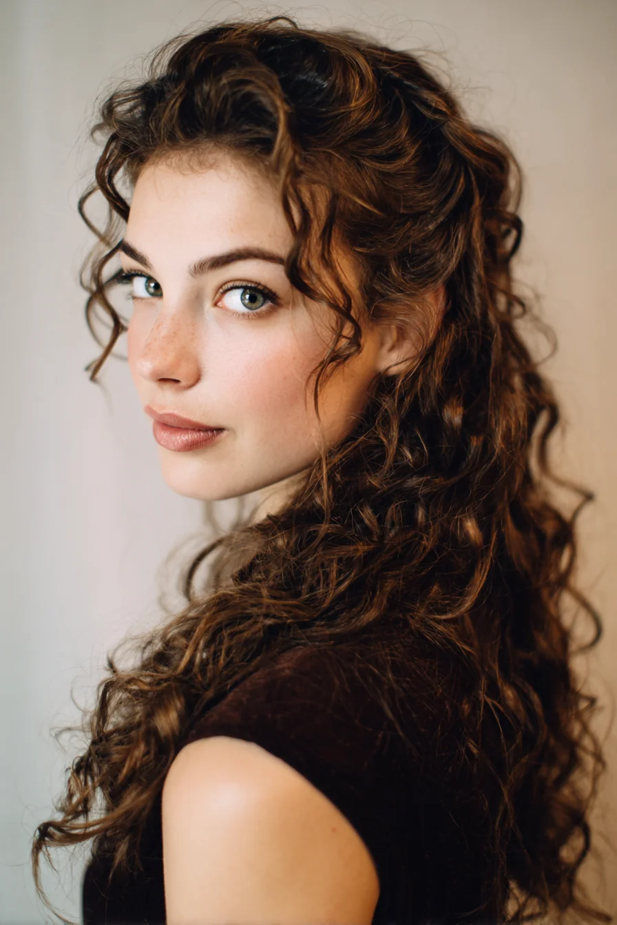 Soft Half-Up Pinned Curly Hairstyle for Natural Waves and Curls