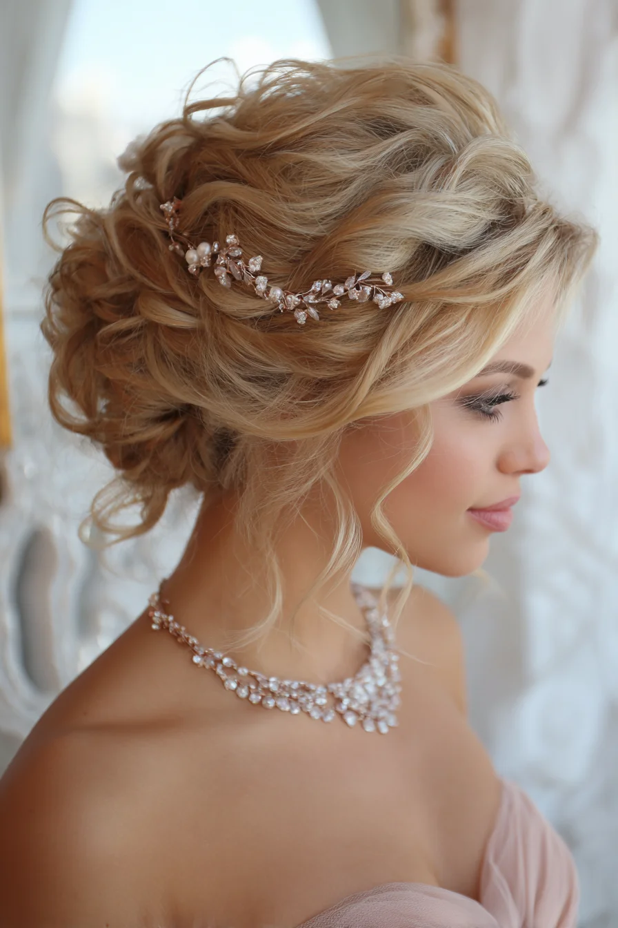 Soft Romantic Textured Updo with Face‑Framing Tendrils — Bridal Hair
