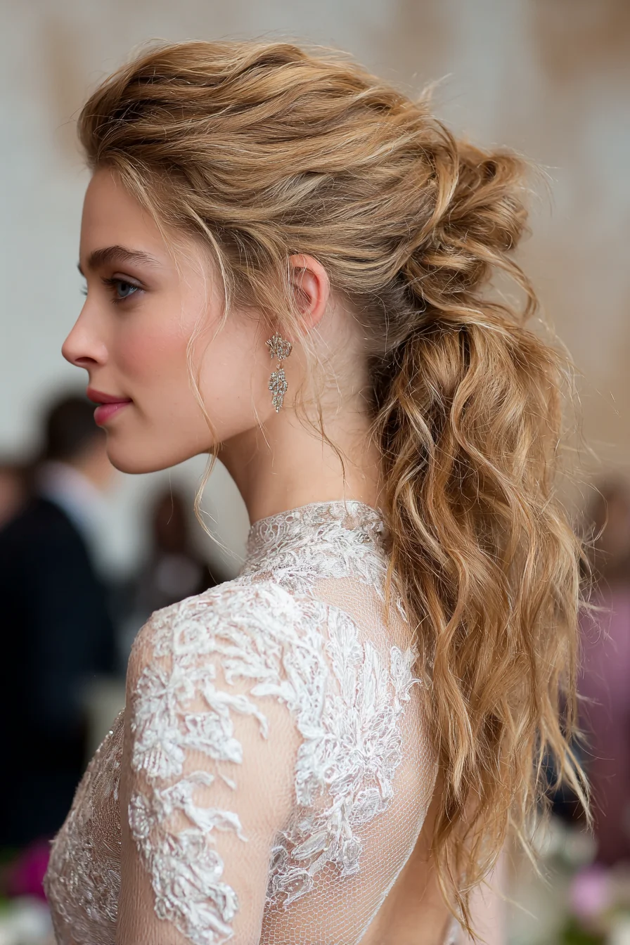 Soft Textured Half-Up Ponytail with Voluminous Crown