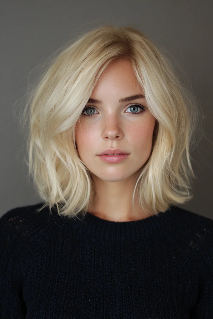 Textured Blonde Lob with Soft Face‑Framing Layers