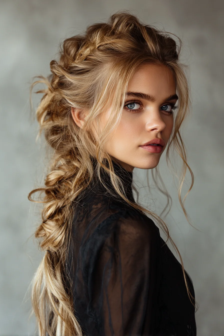 Textured Boho Pull-Through Braid with Face-Framing Tendrils