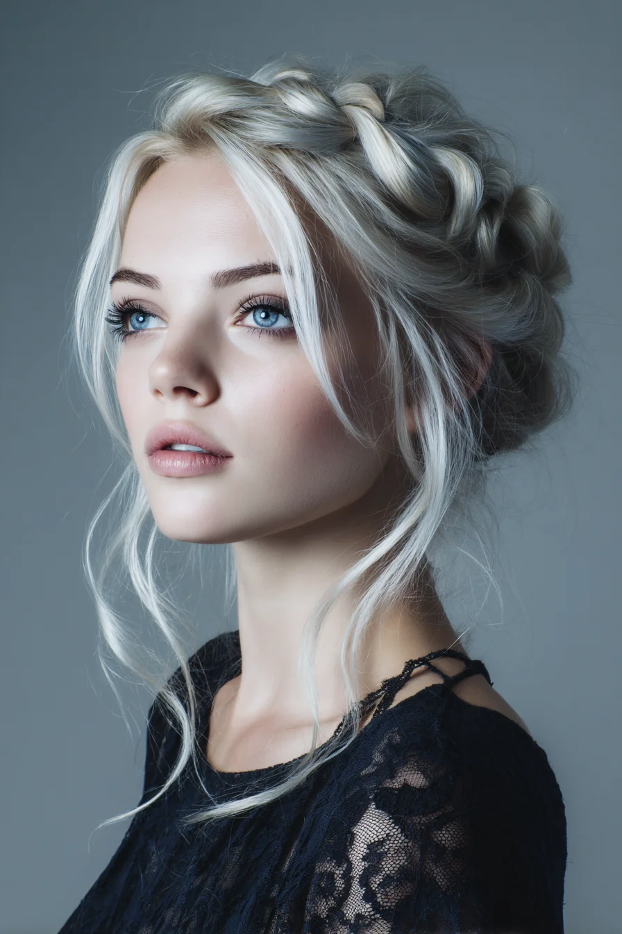 Textured Braided Crown Updo for Fine to Medium Hair