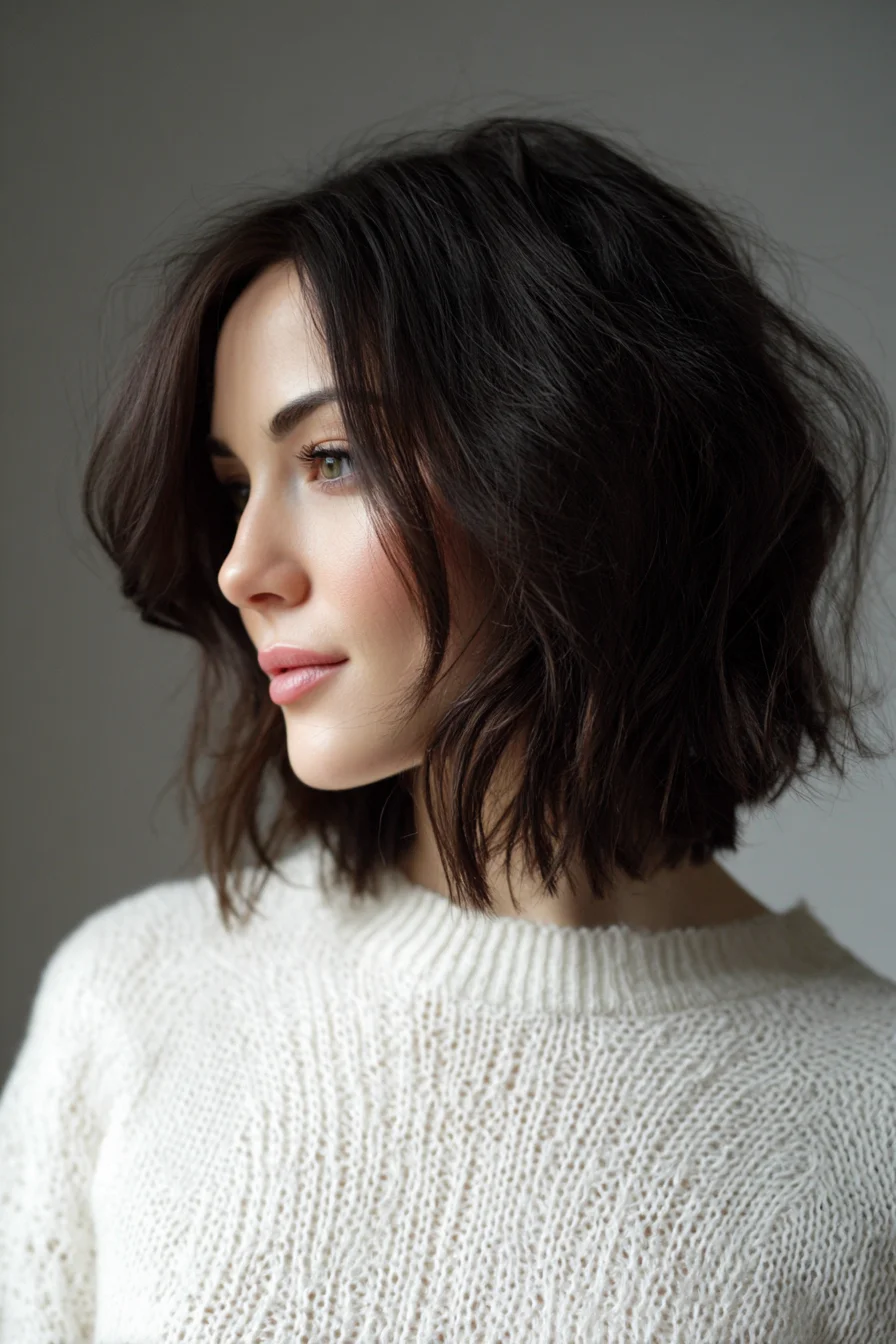 Textured Chin-Length Bob with Soft Face-Framing Layers