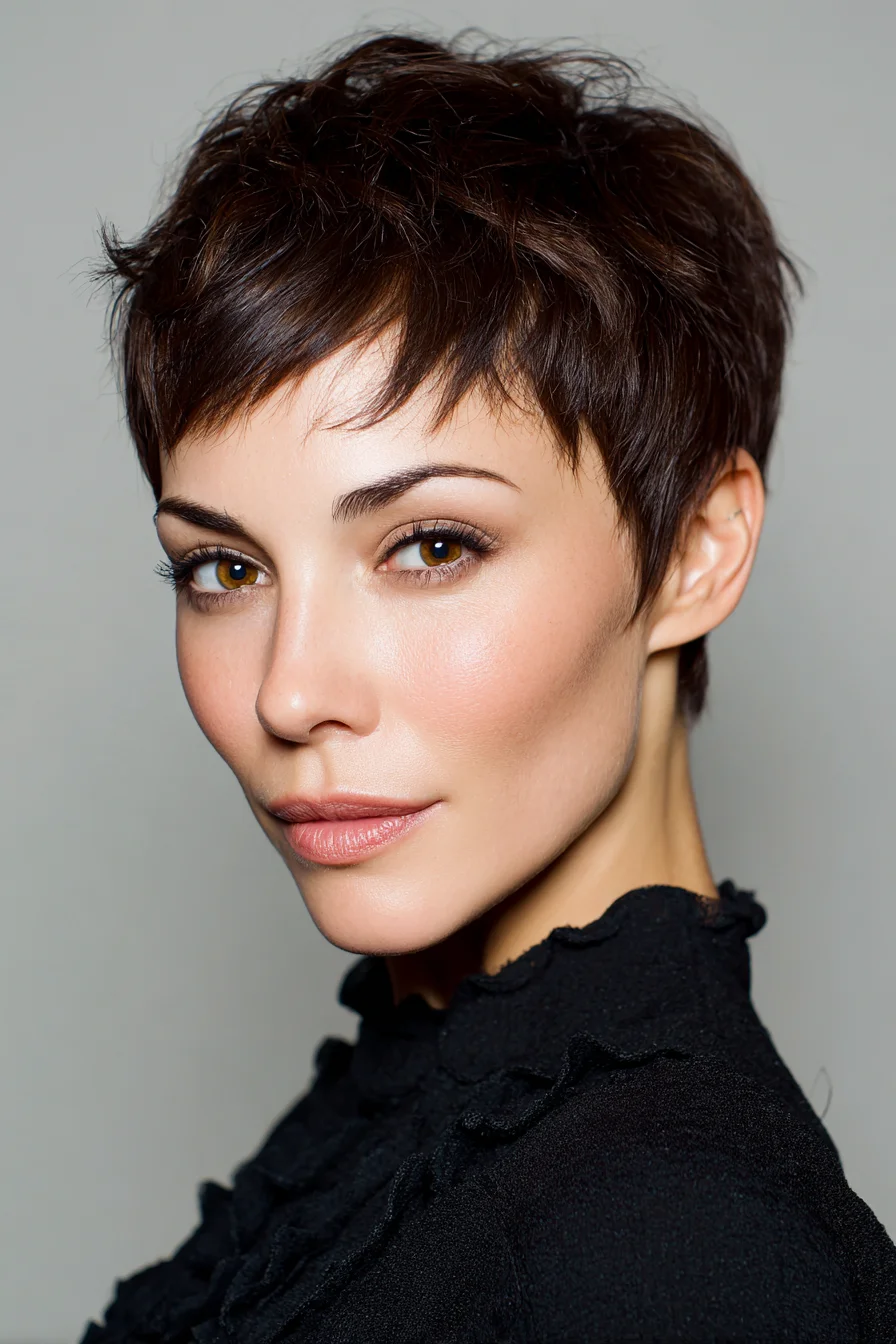 Textured Choppy Pixie with Soft Fringe — Short Layered Cut
