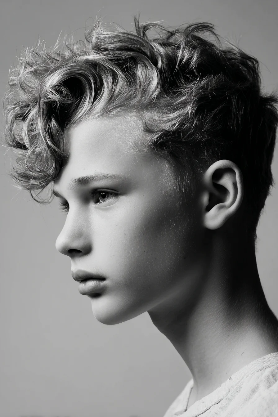 Textured Curly Crop with Tapered Sides