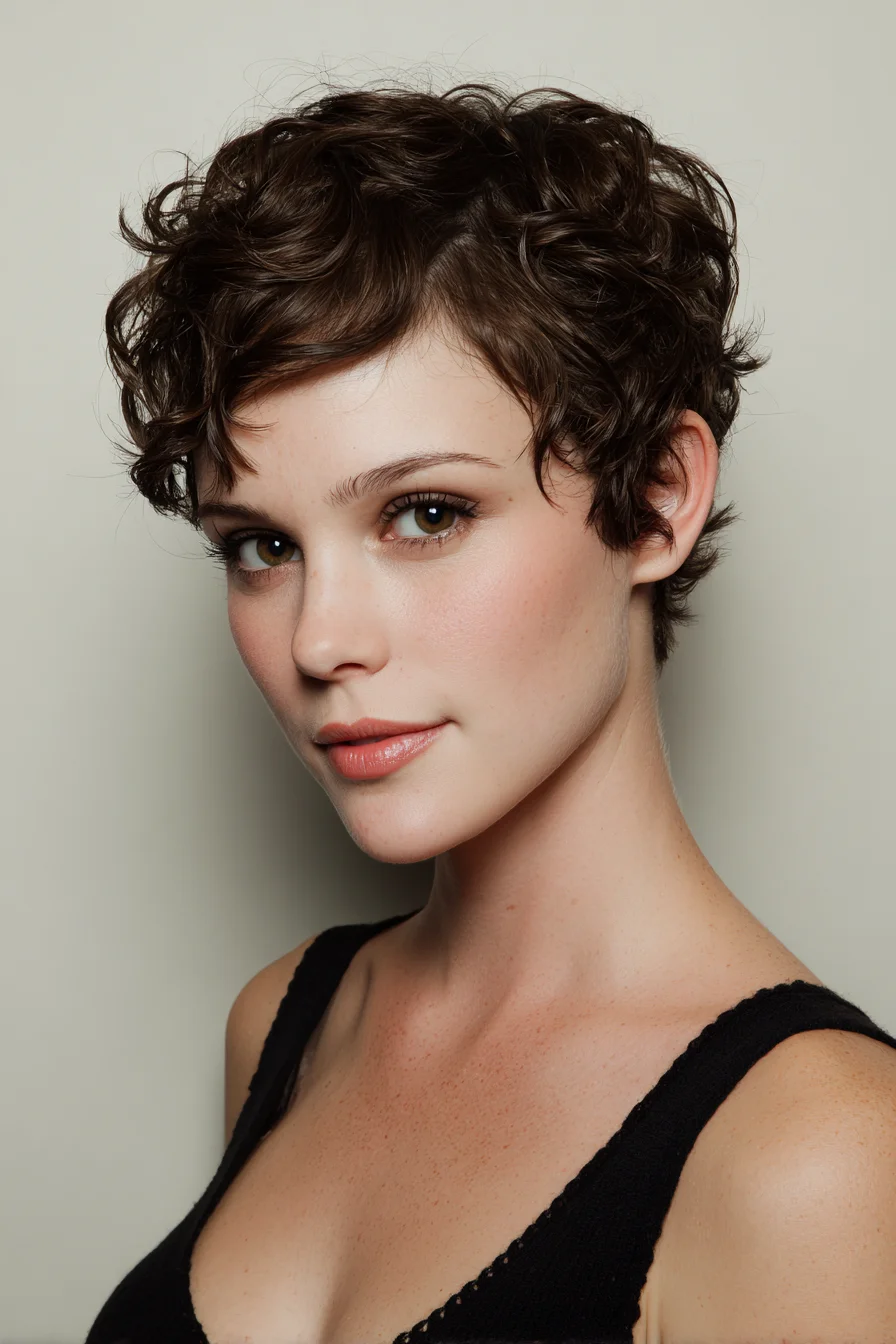 Textured Curly Pixie Cut for Short Wavy Hair