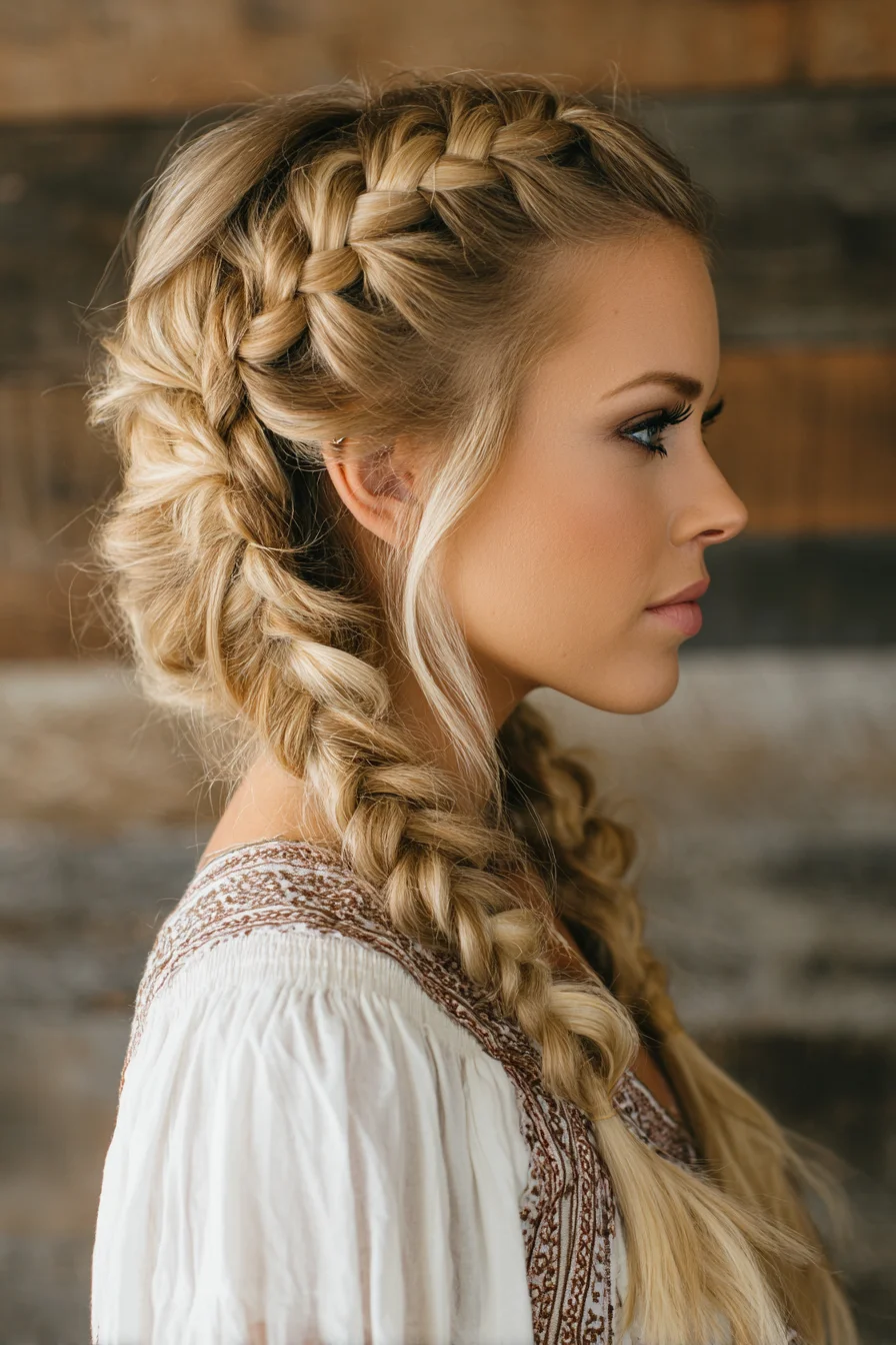 Textured Dutch Double Braids with Face‑Framing Pieces