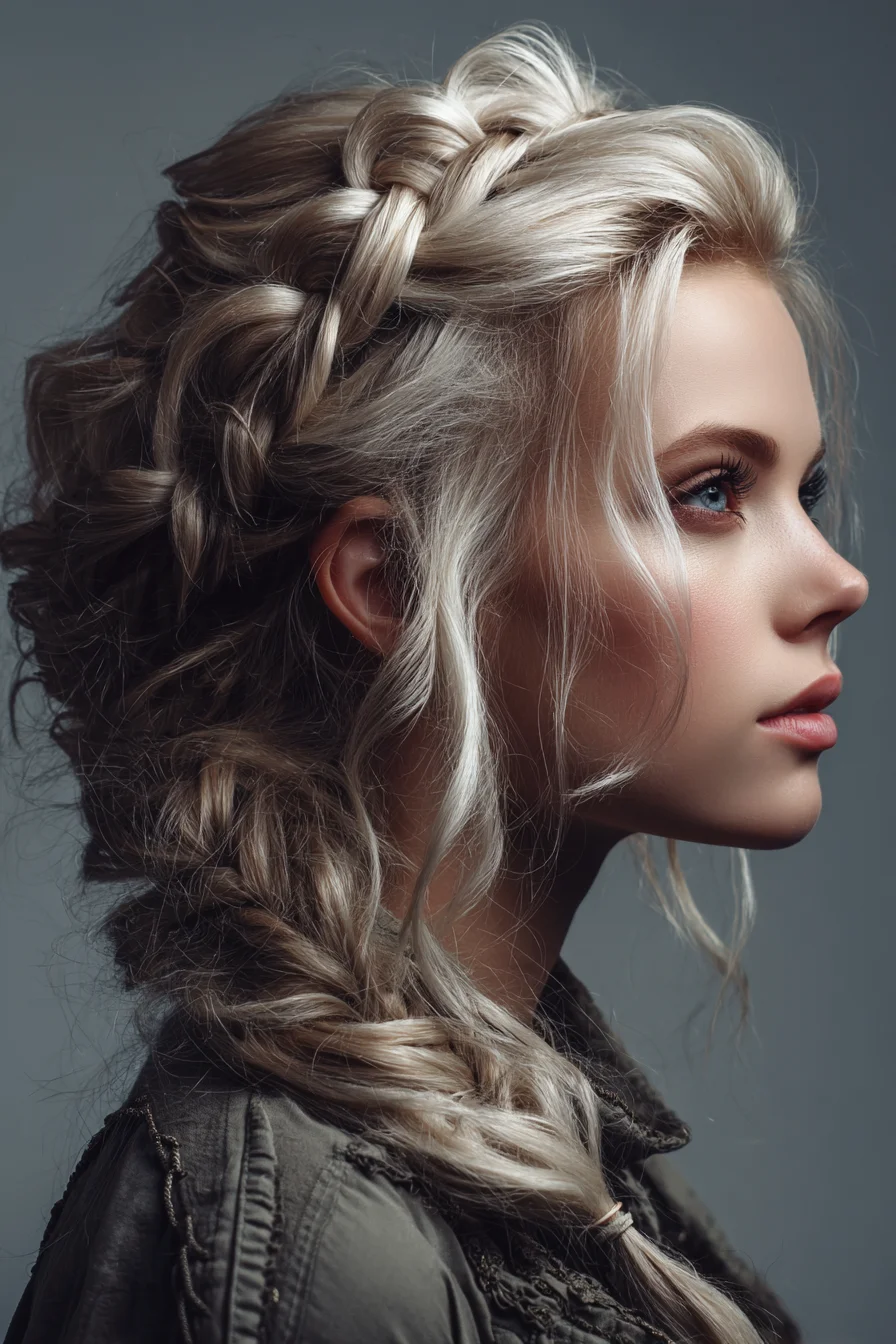 Textured Dutch-to-Fishtail Side Braid with Loose Face‑Framing Tendrils