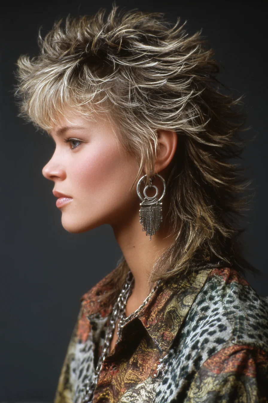 Textured Feathered Shag Mullet — Choppy Layers & Short Fringe